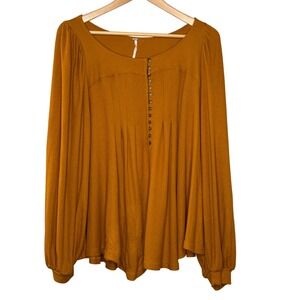 Free people Devin Peasant Top M Autumn Pearl Boho Peasant‎ Flowy Festival Blouse